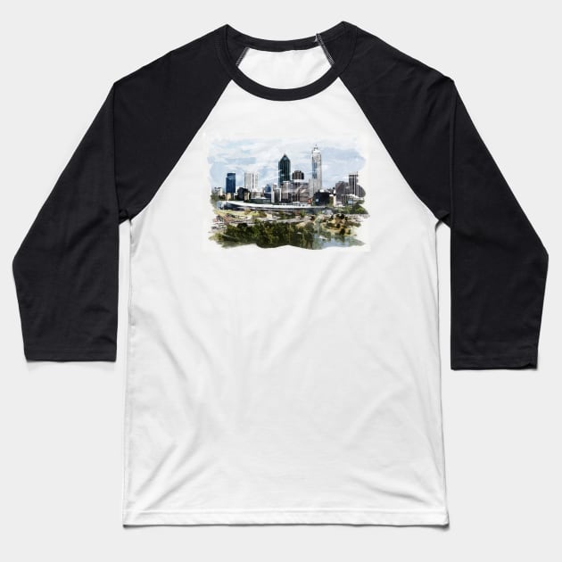 Perth City Capital of Western Australia Watercolour Travel Wanderlust Souvenir Baseball T-Shirt by Naumovski